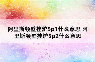 阿里斯顿壁挂炉5p1什么意思 阿里斯顿壁挂炉5p2什么意思